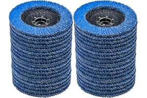 HATANSE 20 Piezas Discos Abrasivos Ø 125 mm x 22.2 mm Discos de Láminas Grano 40 60 80 120 Discos para Amoladoras Angulares para Acero Inoxidable Metal Acero y Madera