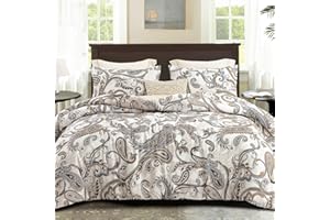 Whale Flotilla Piumino 200 x 200 cm, Trapunta Traspirante e super morbido, Piumone per 4 Stagioni con 2 Federe, Beige Paisley