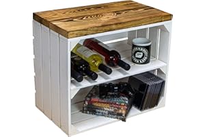 ‎KISTENKOLLI ALTES LAND Kistenkolli Altes Land Sitzkiste Johanna Obstkiste und massiven Holzplanken Schuhablage Schuhkommode Hocker Sitzbank Holzbank Regalkiste aus Holz Maße 50 x 30 x 43cm L x T x H (Weiss/geflammt)