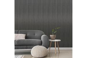 Built Right Wood Slat Acoustic Wall Panels – Soundproofing for Walls & Ceilings – Noise Reduction & Decorative Design – Home & Office – 240cm x 60cm (Grey Oak)