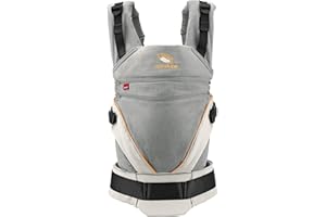 manduca XT Porte-Bebe / Baby Carrier > Tout-En-Un < Siège Réglable en Continu, Coton Bio, 3 Positions de Portage, pour Nouveau-Nés & Bébés de 3,5- 20 kg (XT Cotton, grey - orange)