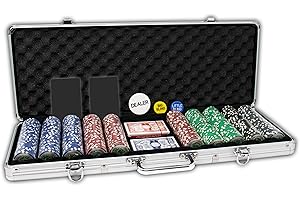 DA VINCI Professional Casino Del Sol Poker Chips Set with Case (Set of 500), 11.5gm, with Upgraded Case, 2 Decks of Plastic Playing Cards, Cut Cards and Dealer Buttons