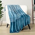 PAVILIA Blue Ombre Fleece Throw Blanket for Couch, Soft Flannel Blanket for Sofa Bed Room, Plush Lightweight Turquoise Light Blue Gradient Blanket, Cozy Microfiber Decorative Gift Throw, 50x60