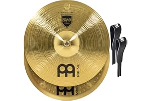 Meinl Cymbals MA-BR-14M Messing-Marschbecken im Paar inklusive Lederriemen und Pads 35,56 cm (14 Zoll)