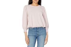 The Drop, Leona, Maglietta in Felpa Sgarzata con Collo Arrotondato e Maniche Corte