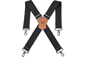 WELKINLAND 2Inch-Wide Full Elastic Suspenders - Heavy Duty Men's Work Suspenders With Hooks