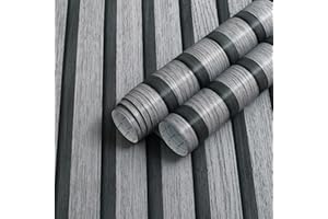 Timeet Grey Wood Wallpaper Peel and Stick Wallpaper Wood Plank Vinyl Sticky Back Wooden Grain Contact Paper 44x300cm Self Adhesive Gray Wood Effect Film Waterproof for Living Room Bedroom Kitchen
