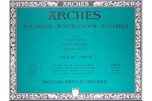 Arches Aquarelle Bloc 10 Feuilles 640 g Grain Fin 31 x 41 cm Blanc Naturel