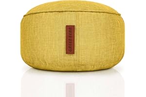 Green Bean© Sgabello a Sacco 25x45cm Imbottitura in Perle EPS - Poggiapiedi Pouf per Poltrona a Sacco Cuscino da Terra per Bambini e Adulti Poggiapiedi Cuscino per sdraiarsi sedersi Giallo