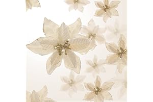 WILLBOND Weihnachtsstern, Glitzer, künstliche Blumen, Pailletten, Hochzeit, Ornamente, Spanien, Weihnachten, Silvester (Gold, 24)