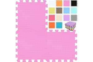qqpp EVA Puzzle Tapis Mousse Bebe - Idéal pour Les Tapis De Jeux Enfant,18 Dalles(30 * 30 * 1cm), Rose. QQC-Cb18N