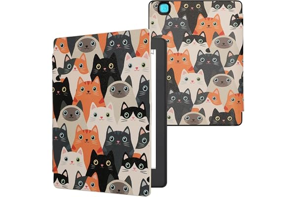 kwmobile Étui Compatible avec Kobo Aura H2O Edition 2 Coque - Étui à Rabat magnétique Tablette eReader Similicuir - Orange-Noir-Blanc