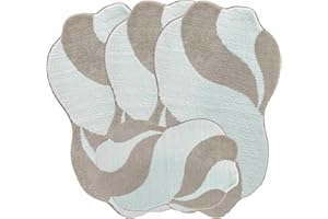 EMMAHOME ROMANY GYPSY CARAVAN MICROFIBER WASHABLE MATS 4pcs SET, 75x125cm - 18mm THICKNESS, Kavya (White/Beige)