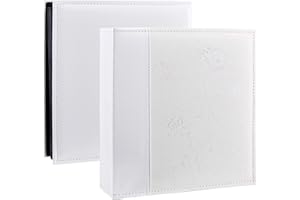 Miaikoe Album Photo 10x15 400 Pockette, Grande Capacité Couverture en Cuir Mariage Album de Famille Pour 400 Photos Vertical 10x15cm (Blanc)