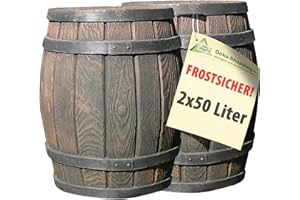 AMUR RAIN WATER BUTT water butt OAK barrel "AFFORDABLE PRICE FOR 2 !!!" WATER TANK rain water collector Kit 2 * 50 liter RAIN BARRELS with LID & TAP styled like a wood