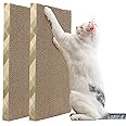 PrimePets Cat Scratching Pads, 2 Pack Wide Cat Scratcher Cardboard, Recycle Corrugated Cat Scratching Board, XL Reversible Refill Sofa Bed Lounge Replacement for Furniture Protector, Catnip Included