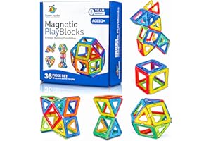 Sunny Auntie Lot de 36 blocs de construction magnétiques, carreaux pour garçons et filles de 3, 4, 5, 6, 7, 8 ans, jouets de construction éducatifs STEM pour enfants et tout-petits, cadeau de jeu pour