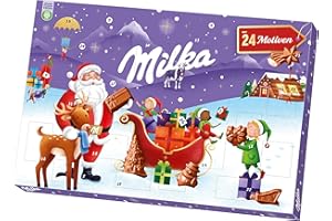 ‎MILKA Milka Adventskalender mit gefüllten Schokofiguren aus Alpenmilch-Schokolade & Milchcrème – 24 Türchen – 200g