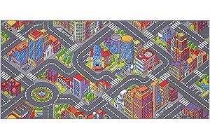 Carpet Studio Big City Play Mat 95x200cm, Non Slip Kids Rug, Road Mat Car, Boys & Girls, Bedroom Rug Children, Washable