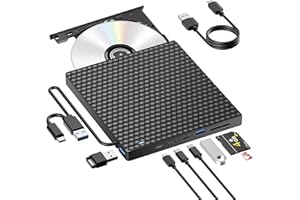 KADLUN Lector CD/DVD Externo,Grabadora DVD Externa USB 3.0 y Type-C,Disquetera Externa USB,Reproductor CD DVD +/- RW Portatil Lector,Unidades DVD/CD Externa para PC/Laptop/Linux/Windows 11/10/8/Mac/Desktops