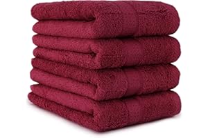 ‎FALCO BaSaTex - 4er Pack Handtuch Set für Haushalt & Gäste - Frottee-Handtücher mit Aufhängeschlaufe aus weicher Baumwolle in 50x100cm - Waschtücher für Bad Öko-Tex Made in Green - Bordeaux