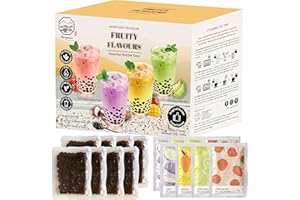 Bubble/Boba Tea Kit with Instant Tapioca Pearls and Milk Tea Powders | Makes 8 Drinks | Assorted Fruity Flavours include Taro, Mango, Honeydew, Strawberry in Individual Sachets by Moriyama Teahouse
