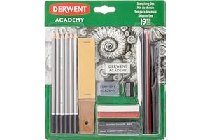 Derwent Academy - Set Spécial Croquis pour Débutants, 12 Pièces, Crayons H à 6B, Craie Graphite, Fusains, Pastels et Accessoires, 2300365