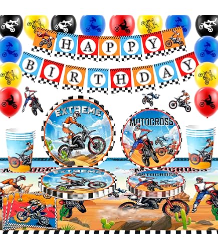 Kit 6 Ballons Foil Motocross - Décoration Fête Thème Course Moto, Anniversaire, Mariage - Réutilisables
