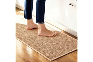 Carvapet Kitchen Mats for Floor, Super Absorbent Kitchen Rugs Non Slip Washable, Rubber Backing Soft Oatmeal Braided Kitchen Floor Mat Standing Mat Sink Mat(Brown,43 * 70cm)