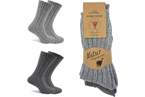MOUNTREX® Alpaka Socken, Wollsocken für Damen und Herren - Wintersocken, Warme Haussocken, Thermosocken - Dick - 2 Paar