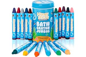 Honeysticks Pastelli da bagno Jumbo per bambini (confezione da 16) - Realizzati a mano con cera d'api naturale per divertimento non tossico per vasca da bagno - Senza profumo, divertenti giocattoli da