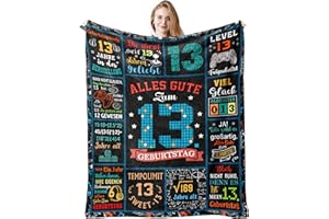 Jinmaple Geschenke für 13 Jährige Jungs, 13 Jährige Jungs, Teenager, 13. Geburtstag Junge, 13 Geburtstag Jungen, Geschenk Junge 13 Jahre Decke 150x130CM