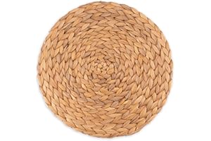 Decorasian Lot de 4 dessous de plat en jacinthe d'eau - En jonc de mer - Lavables - 25 cm - Petits et ronds