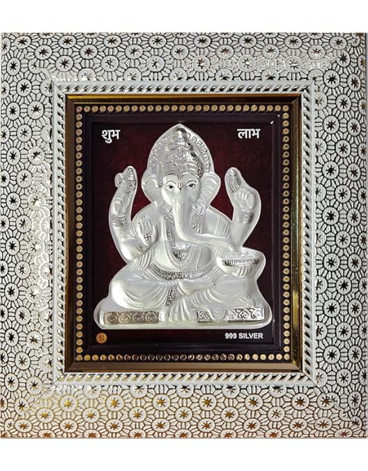 ARTSMINE – 999 Pure Silver Lakshmi Ji Wooden Frame – Pure Silver