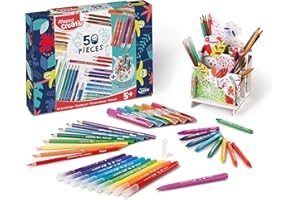 Maped - Set para Colorear de 50 Piezas - A Partir de 5 Años - Incluye 16 Lápices de Colores, 12 Rotuladores, 12 Ceras, 6 Tubos de Pegamento Brillante y 1 Lapicero