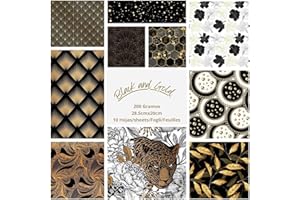 ASENME Carta decorata (Nero e oro, 10 unità)