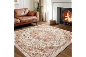 ‎SONGMICS HOME SONGMICS HOME Vintage Teppich, 200 x 290 cm, Wohnzimmerteppich, Schlafzimmerteppich, Waschbarerteppich, Rutschfester Teppich, für Küche, Flur, Esszimmer, cappuccinobeige TAR310L01