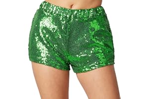 dressforfun 900996 Damen Pailletten Glitzer Shorts, sexy Kurze Hose Shorts