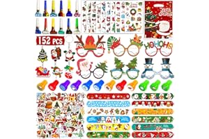 Leesgel Weihnachten Party Mitgebsel, 152 Weihnachtsgeschenke für Kinder - Weihnachten Geschenktüten Tattoo Kinder Aufkleber Stempel Schlüsselanhänger Schlagarmbänder, Weihnachtsdeko Kinder Geschenke