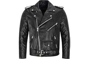 SMART RANGE LEATHER Mens Brando Biker Jacket Motorbike Genuine Cowhide Leather Mens Motorbike Classic Biker Fashion Leather Jacket