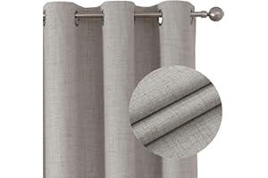 Joydeco 100% Cortinas Opacas 2 Piezas 140 x 245 cm, Lino Cortinas Dormitorio con Ojales Blanco Anti Luz Cortina Termica Aislantes Frio y Calor para Salon