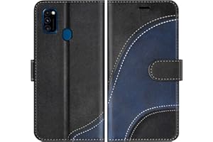 BoxTii Hülle für Galaxy M30S / Galaxy M21, Leder Handyhülle für Samsung Galaxy M30S / Galaxy M21, Ledertasche Klapphülle Schutzhülle mit Kartenfächer und Magnetverschluss, Schwarz