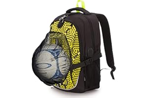 OLUFSENKids- Mochila Polivalente BONN- Con Red Desmontable Porta Balones y Cascos - Puerto USB y Auriculares -Con Hebilla Antirrobo - Ideal para Fútbol, Baloncesto, Voleibol y Hockey