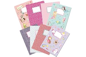 Papierdrachen 8 couvertures de cahier en papier de haute qualité pour enfants | DIN A4 | motif Sous l'eau & Licorne - protège-cahier - couverture de cahier 250g/m² - set numéro 4