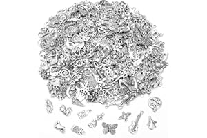 SANNIX 350 Pièces Breloques en Vrac Charmes de Pendentifs Breloque Acier Inoxydable pour la Fabrication de Bijoux Lien Breloque DIY Making Artisanat Boucle