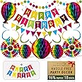 Premium Reusable Birthday Party Decorations - Rainbow Birthday Decoration Set - Happy Birthday Banner, Birthday Bunting, Honeycomb Decorations, Streamers (Paper Colourful Rainbow Party Decorations)