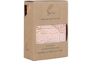 SVATV Handcrafted savon with natural, soothing Mango & Shea Butter, Moisturized skin - Traditional Ayurvedic Herbal body savon bars for Men & Women, all skin types - 100g