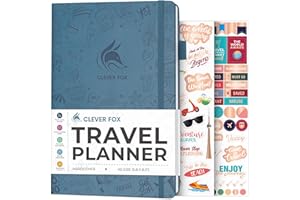 Clever Fox Travel Journal – Vacation & Trip Organizer with Budget Plan, Packing List, Travelling Expense Tracker, Size A5 (Smoke Blue)