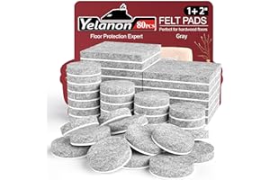 ‎YELANON Yelanon Filzgleiter Selbstklebend für Stühle & Möbel - Filzfüße Rund als Parkettschoner - Filz für Stuhlbeine & Möbelgleiter - 80 Stück, 5mm,Grau