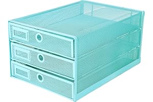 Exerz Organiseur maillé 3 tiroirs/Module de Classement/Trieur de Papier/Organiseur Multifonctionnel de Bureau(Turquoise)